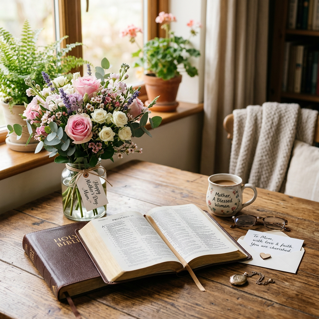 Mother's Day theme with Bible, no people