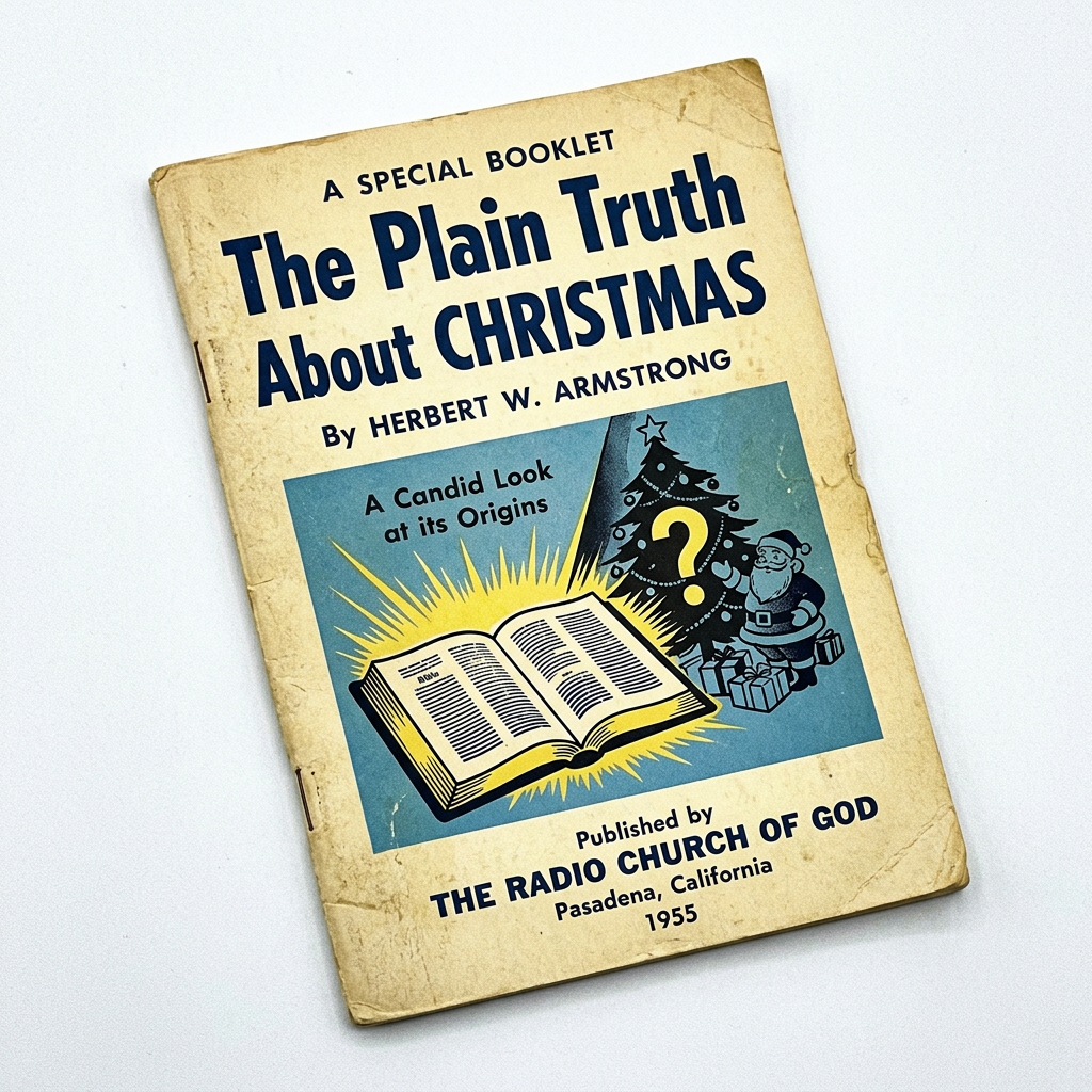 Booklet titled The Plain Truth About Christmas by Herbert W. Armstrong published in 1955 by Radio Church of God