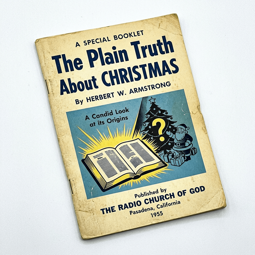 Booklet titled The Plain Truth About Christmas by Herbert W. Armstrong published in 1955 by Radio Church of God