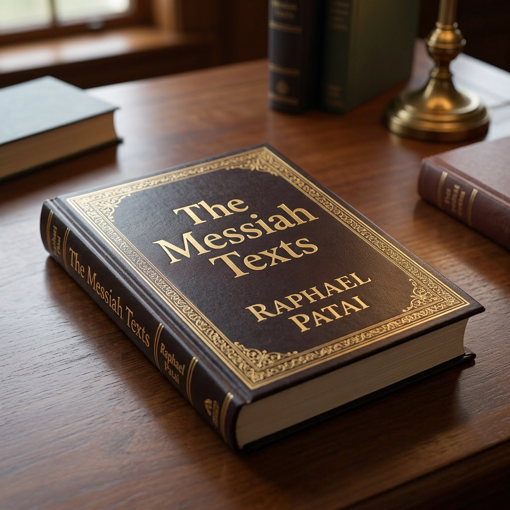 Hardcover book titled The Messiah Texts by Raphael Patai on a wooden surface