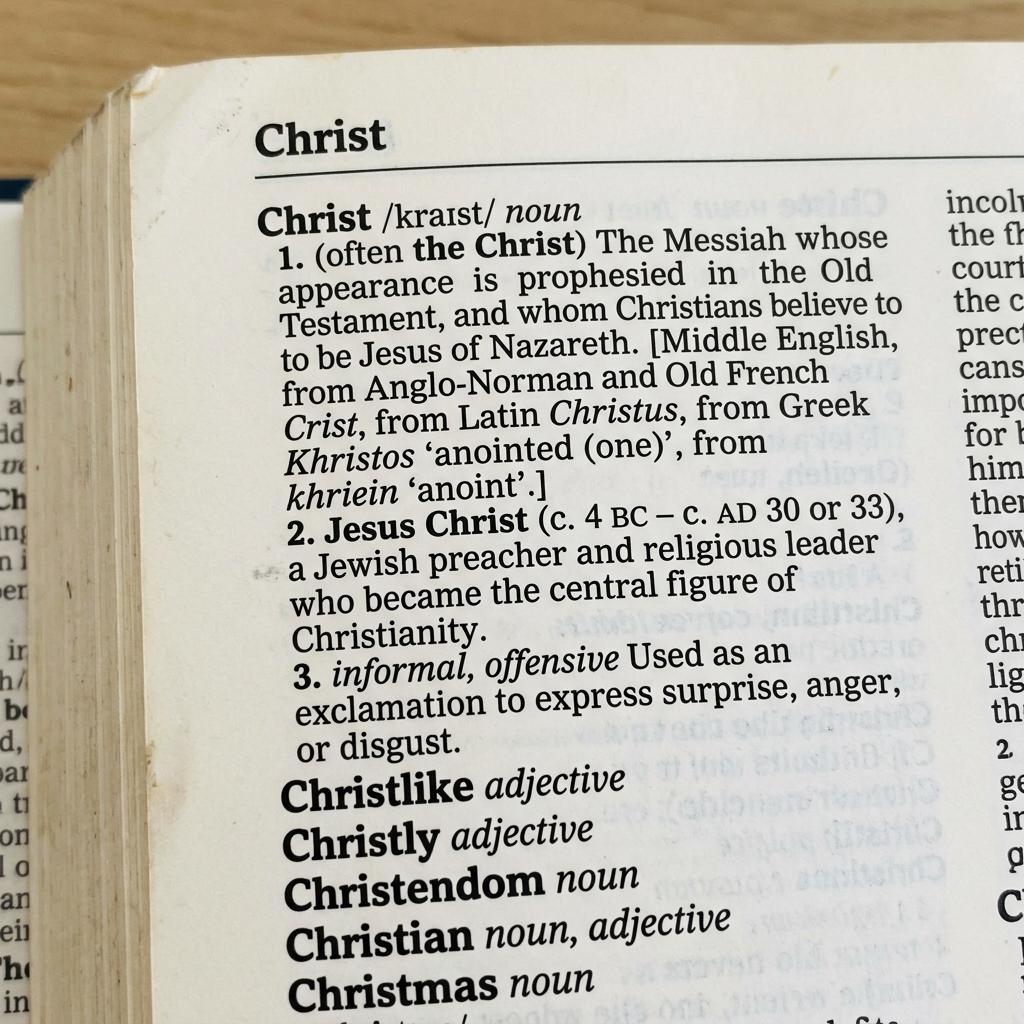Dictionary entry for Christ with definitions and related words