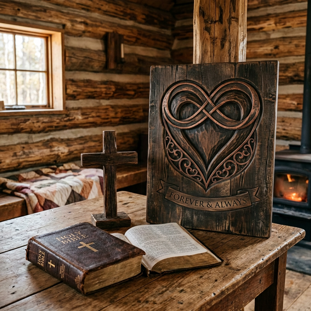 Remove chalkboard; add heart and eternity wall art